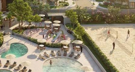Piscina infantil e playground, vista aérea
